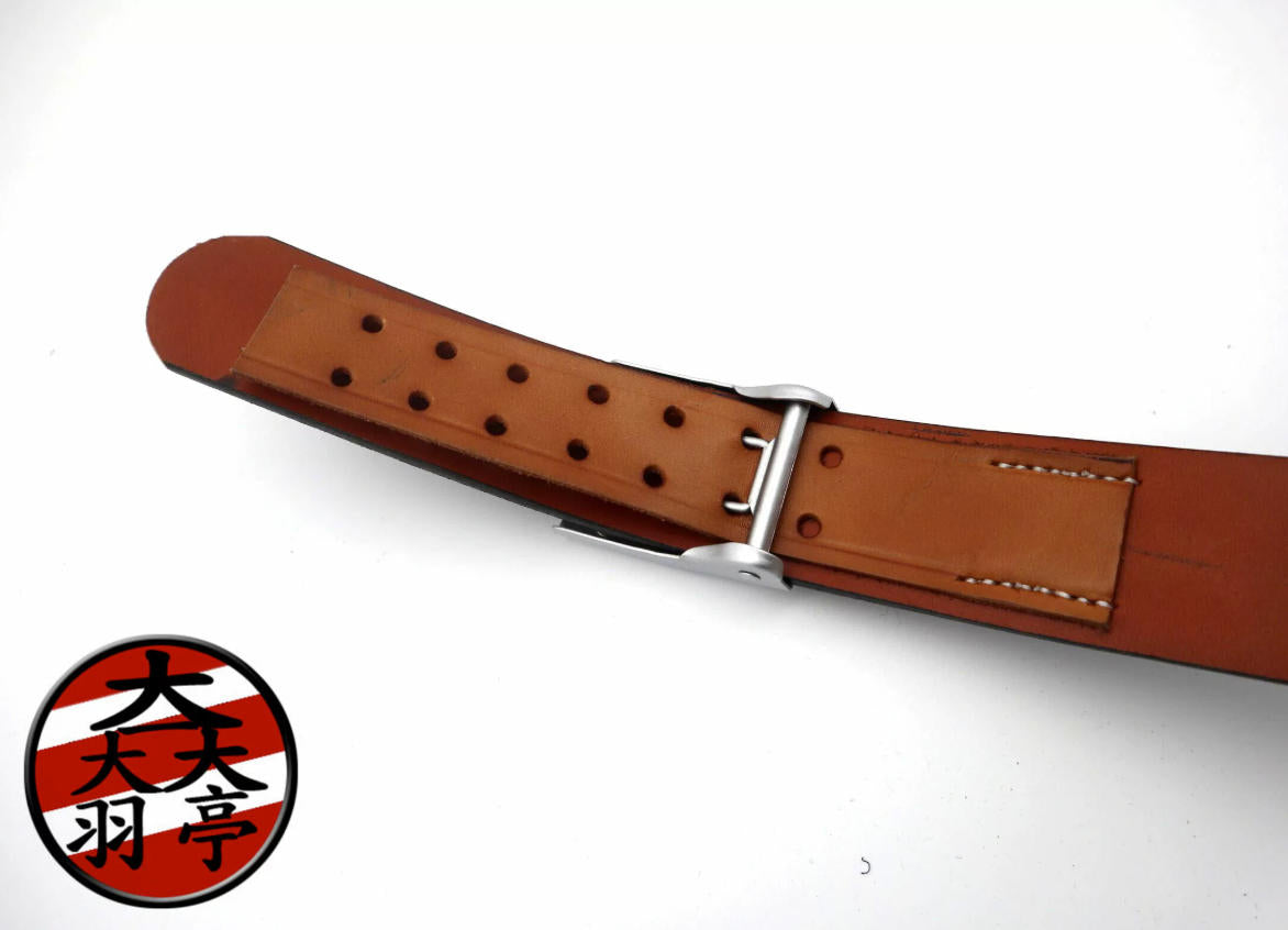 羽亭推荐德式牛皮腰带装备制服腰带扣   Yuting Recommended, German‑Style Cowhide Uniform Belt with Belt Buckle, Reenactment Costume Gear